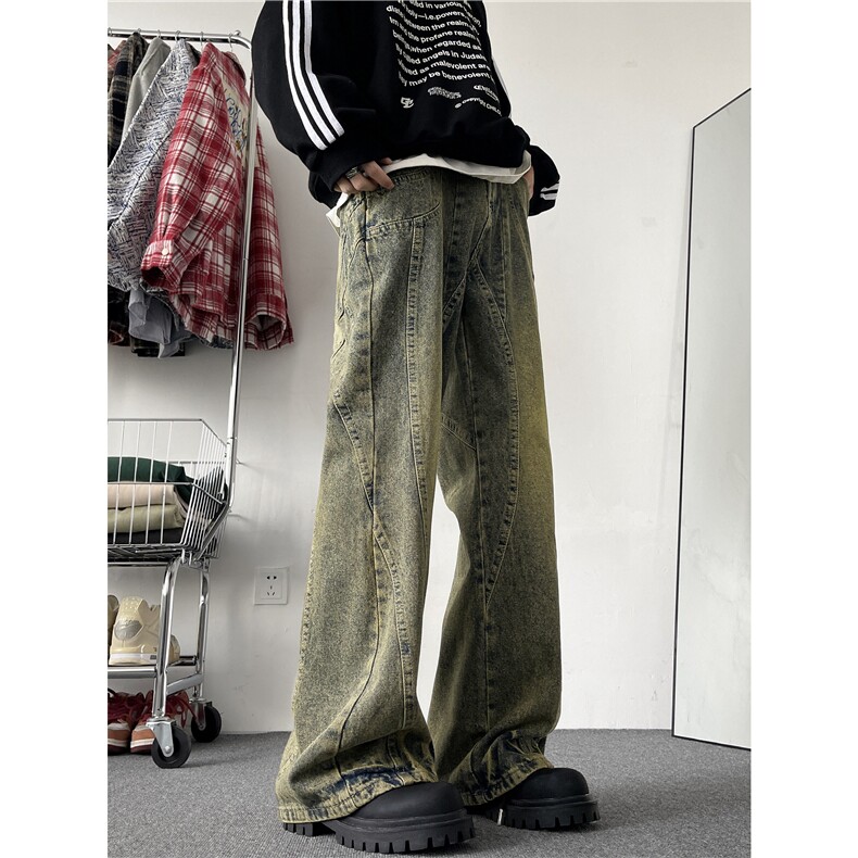 美式高街水洗黄泥染做旧牛仔裤vibe微喇叭xz310a-4-nz29,男装牛仔裤,星座310A-4