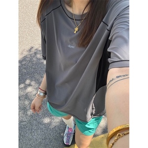 网图 夏季轻薄透气凉感冰丝t恤速干短袖男女户外骑行半袖 特P35图片