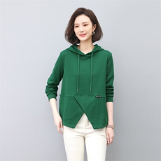 时尚春季连帽修身长袖卫衣显瘦百搭休闲女装上衣，女装T恤，依倍林