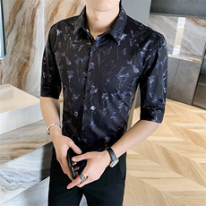 312A-106-P552025新款韩版修身帅气花衬衫英伦时尚男士衬衣B，男装衬衫，星座312A-5
