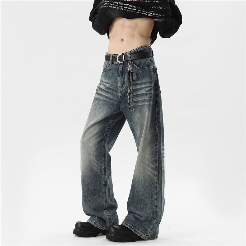 C315-G3093现货开春微喇扎花重猫须洗水牛仔裤(P60X89)7,男装牛仔裤,电商C315