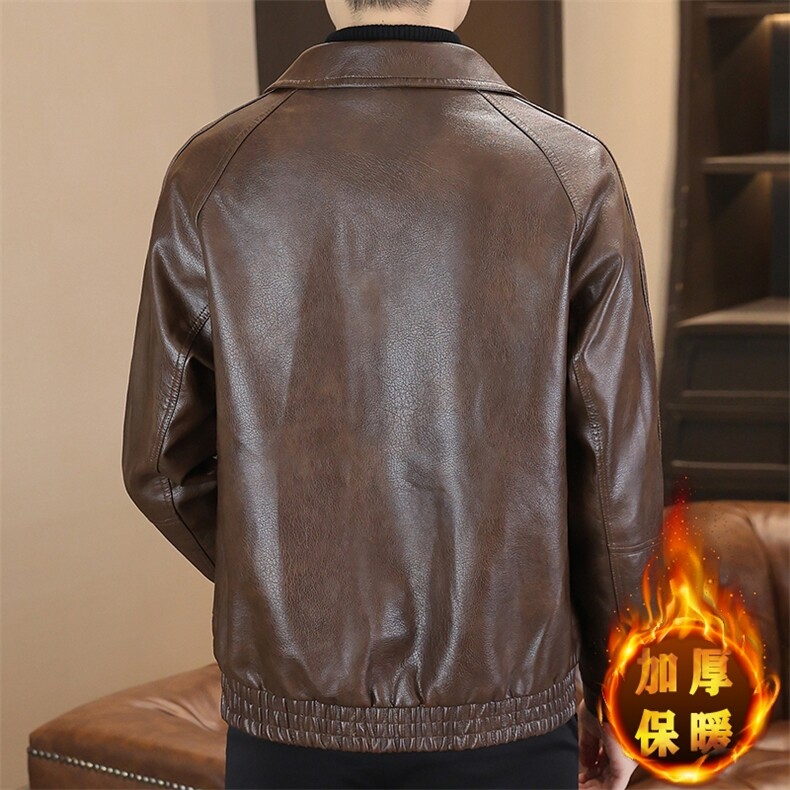 秋冬加绒加厚男士休闲翻领潮流皮衣外套夹克PY801-P105,男装夹克,星座310B-3