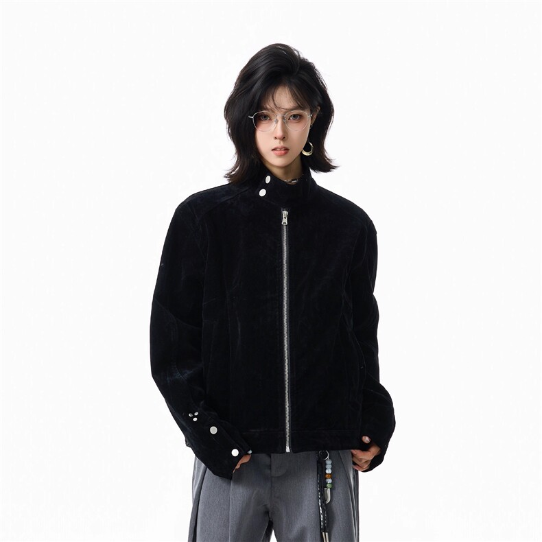 1506-1/JF2261麂皮绒加厚原版做工/P67复古绒皮立领夹克男女冬图片