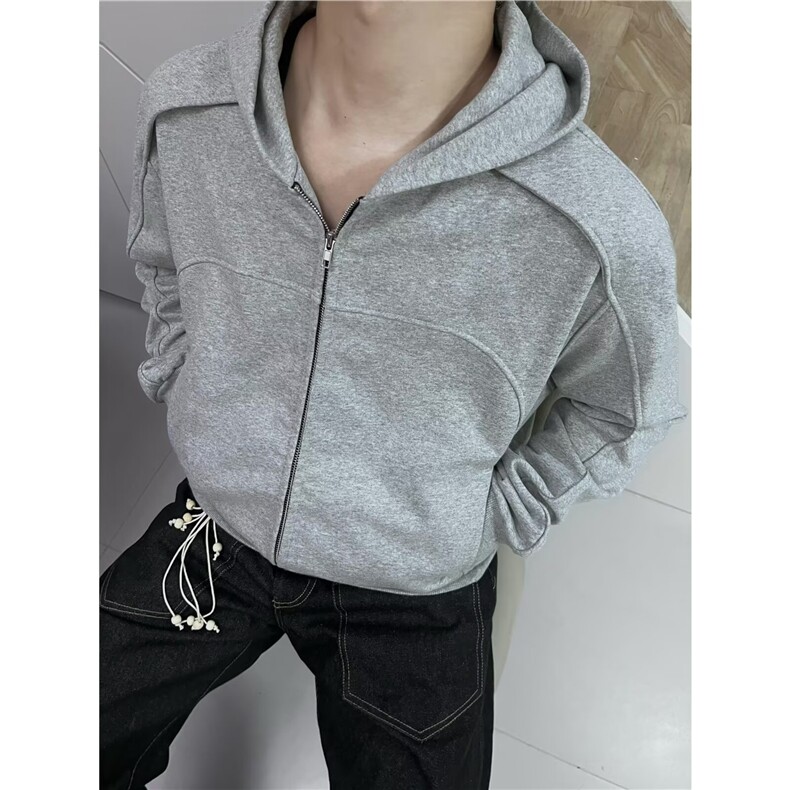 大廓形情侣连帽卫衣男女cleanfit宽松拉链外套,女装短外套,星座410-6（原星座1304-1）