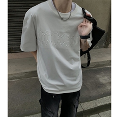 港风钢印字母潮短袖T恤男DT77775P25块特价控48：供抖音视频，男装T恤，星座227-7