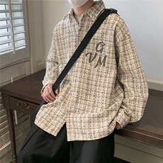 1港风大码M-5XL中性情侣潮大皂风长袖衬衫男CCS8019P45加绒P55，男装衬衫，星座226-2