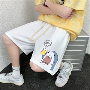 HD74137-P22 华夫格短裤男大码宽松五分裤男直筒中裤图片