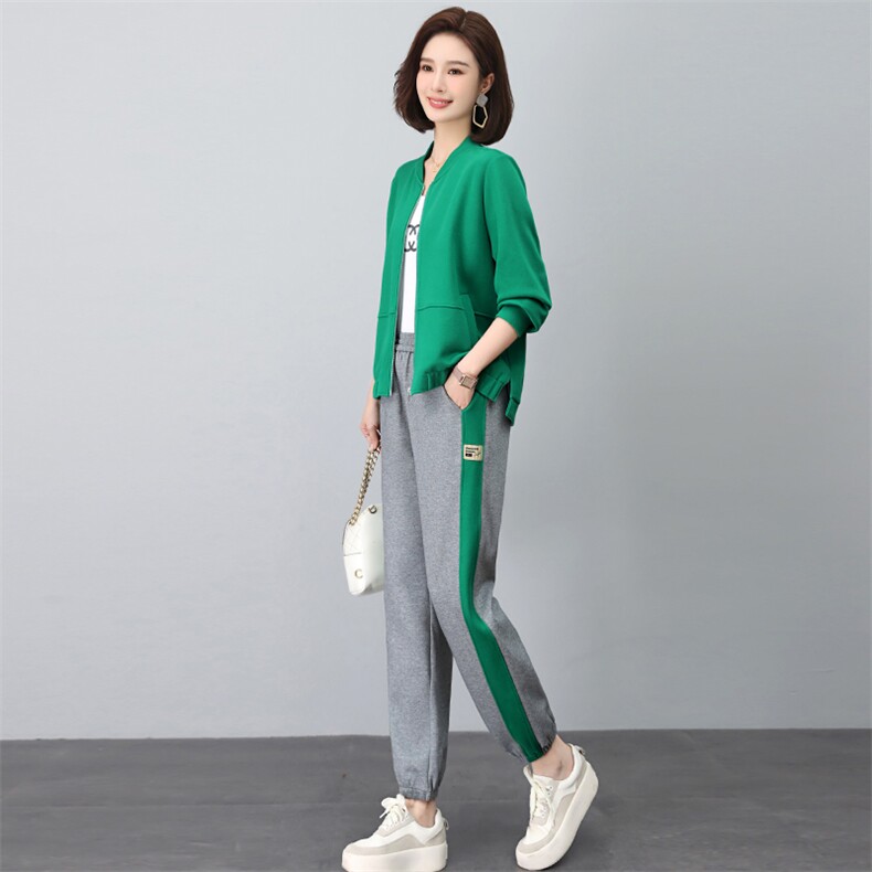 时尚休闲束脚套装秋季新款显瘦百搭运动服,女装套装/套裙,依恋蒂丝