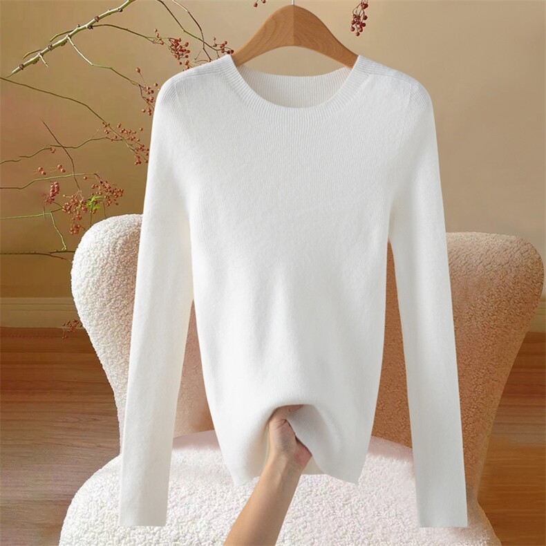 夏季精仿羊毛一线成衣卷边针织短袖T恤女套头纯色打底衫宽松半袖，女装针织衫/毛衣，众美斯特