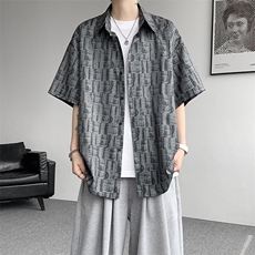 8XL-M花衬衫男款短袖夏季冰丝薄款花衬衣大码寸衫外套DC28013P38，男装衬衫，电商B312