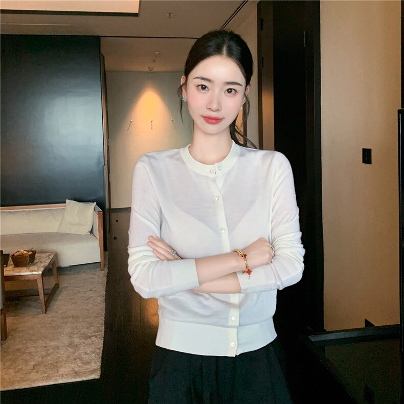 2025舒适百搭简约开衫针织衫,针织衫/毛衣,玛卡隆羊绒