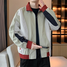 潮牌美式撞色拼接运动立领外套男宽松百搭夹克JK01571-P70，男装夹克，星座308B-2