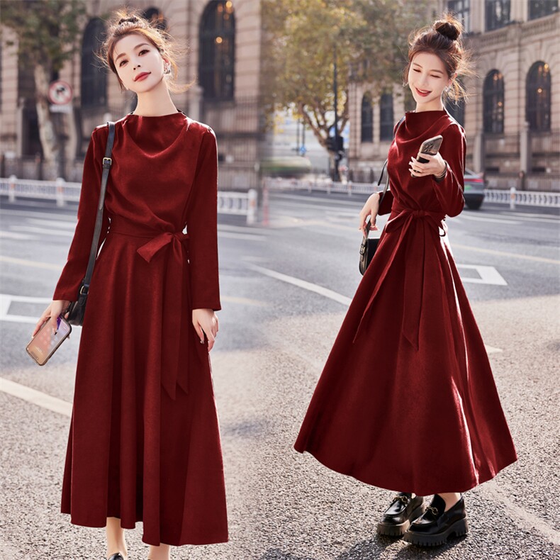 现货-主推-春季新款时尚潮流优雅气质大摆裙，女装连衣裙，新思路