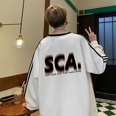 美式三杠条纹复圆领卫衣秋冬男女宽松长袖SW2481-P45控6850棉，男装卫衣，电商B370