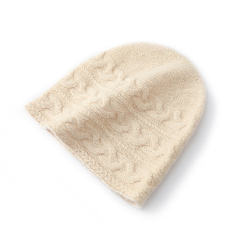 秋冬季保暖贴合无束缚时尚百搭大麻花绞花重工，帽子，品卓羊绒