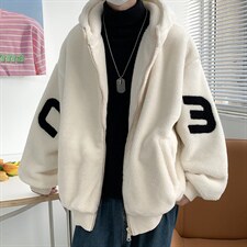 秋冬字母潮流宽松羊羔毛外套新款羊羔绒连帽毛绒棉服W5517-P60，男装棉衣，星座512-2