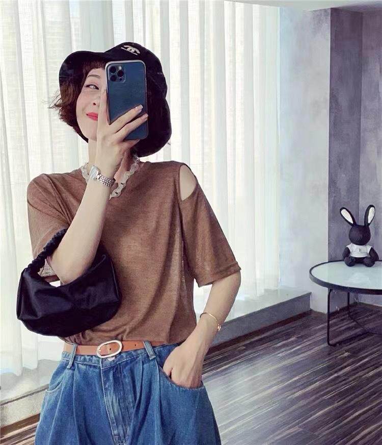 露肩短袖，其它，简单小珍