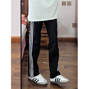 【有货】三条杠条纹运动裤男美式vibe风裤子高街直筒R915LL-特P50图片
