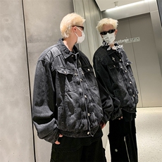 美式高街秋季牛仔外套男潮牌炸街休闲百搭牛仔夹克男JK8027/P90，男装工装外套，电商D202-1