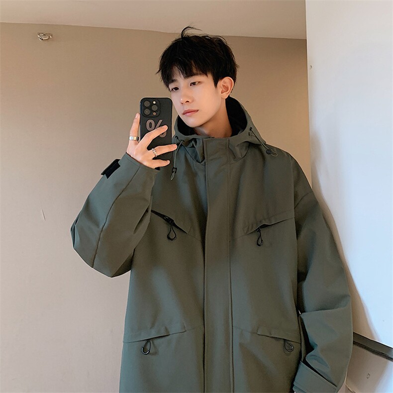 港风二开宽松冲锋衣工装夹克百搭落肩简约上衣外套JK742 P75图片
