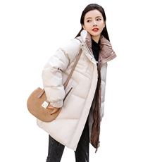 棉衣/棉服2020年冬季中长款时尚保暖拼接舒适连帽拉链撞色，女装棉衣/棉服，瑶迪依秀