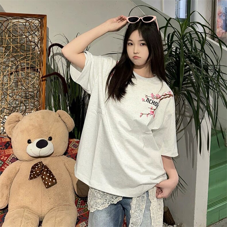 万针全刺绣工艺抖音得物高品质260克重磅纯棉双纱美式高街短袖T恤,男装T恤,电商A486
