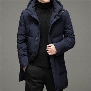 新款冬季连帽羽绒服男装保暖白鸭绒外套中年爸爸装YYYR305-P345，男装羽绒服，电商B212（原钱塘6029）
