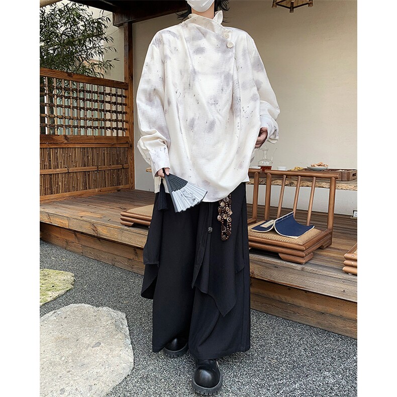 24新中式男士清新晕染设计感古风衬衫CS54-P78,男装衬衫,电商B288