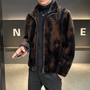 冬季男士时尚加厚仿皮草保暖爸爸装商务夹克外套ZX8886-P260图片