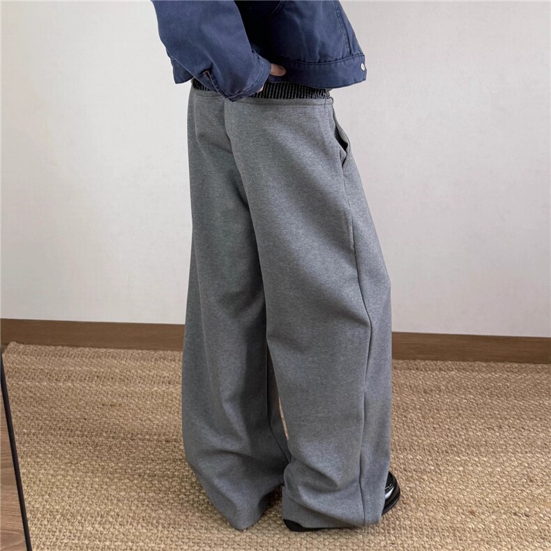 莫代尔老钱休闲双腰头格纹双褶皱男女卫裤子AC16-P58,男装休闲裤,星座208-5