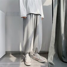 秋冬休闲裤运动男士宽松九分裤直筒裤子可束脚W/加绒40，男装休闲裤，星座1506-1