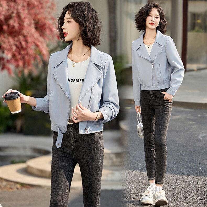 海宁真皮皮衣女高端2025新款爆款宽松时尚气质绵羊皮夹克女士外套，女装皮衣，魅丽静蓝