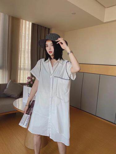 ［爱美欧］夏季新款欧版大口袋衬衫连衣裙，女装衬衫，爱美欧