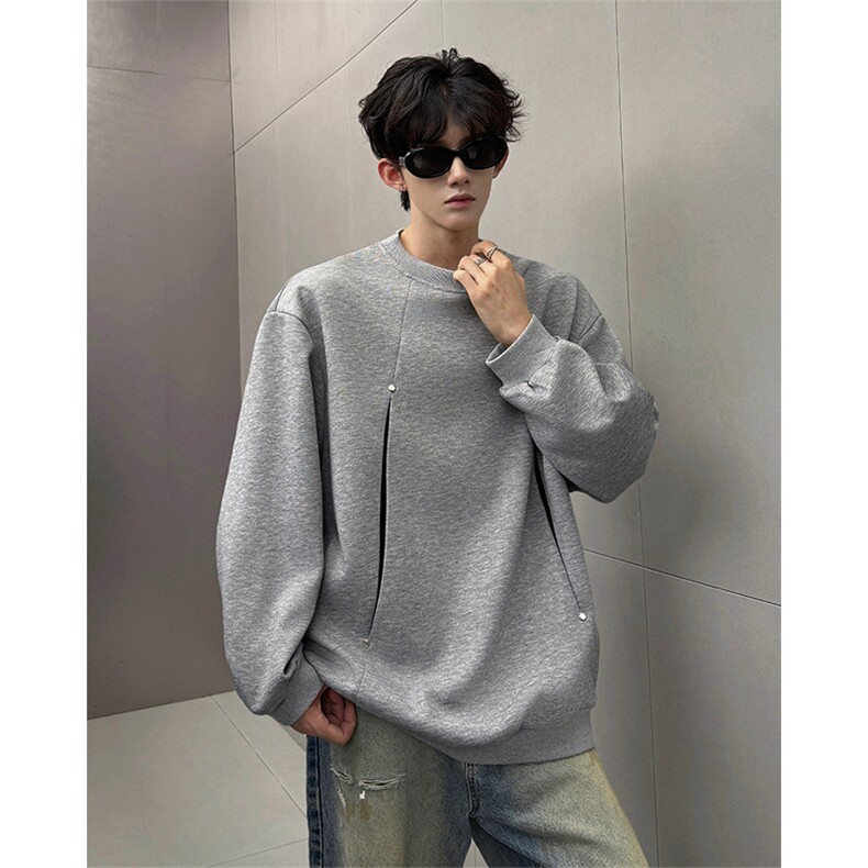 WY10152-特P45控78小众撞色拼接破缝假两件大码男大码情侣卫衣,男装卫衣,电商A059