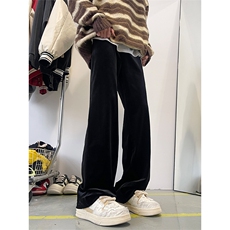 3秋冬新款金丝绒阔腿裤宽松直筒拖地裤垂感裤子XZ211-1-K2356-P55，男装休闲裤，星座211-1