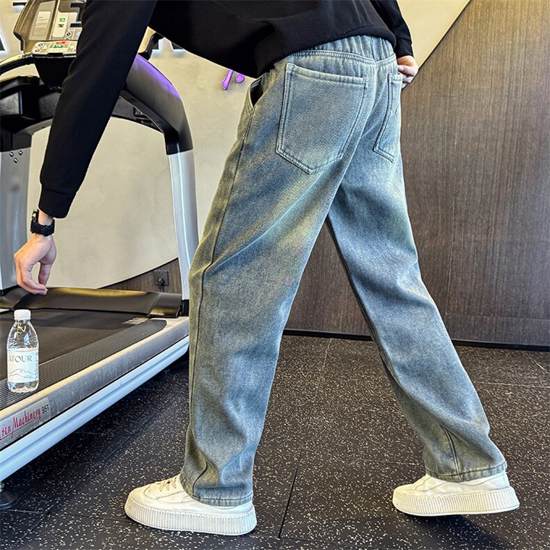 加绒加厚牛仔裤秋冬男士高品质修身牛仔长裤直筒裤901N40加绒P68，男装牛仔裤，星座901