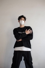 明星私服现货春款飞机扣不对称双肩设计打底T恤潮流高街卫衣P55，男装卫衣，电商B319