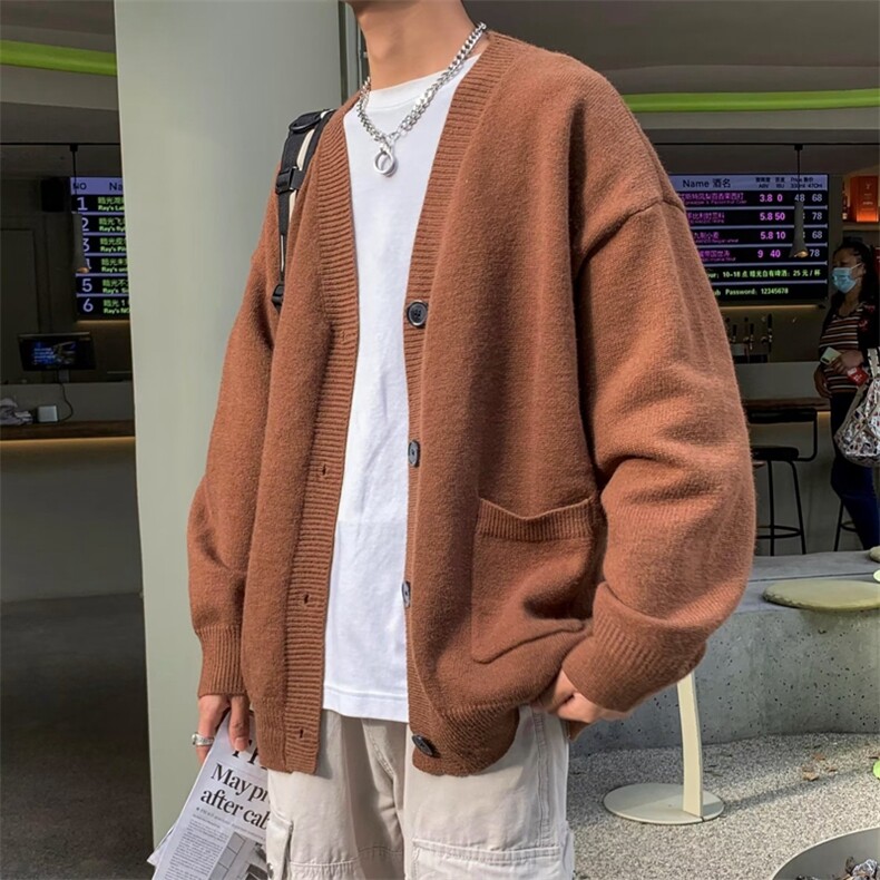 新款开衫长袖原宿风男潮流秋季休闲V领流行毛衣针织衫,男装针织衫/毛衣,星座410-6（原星座1304-1）