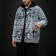 jk823-p90M-5XL黑墙ins牛仔夹克拉链破洞大码男日系CITYBOY，男装夹克，星座103A
