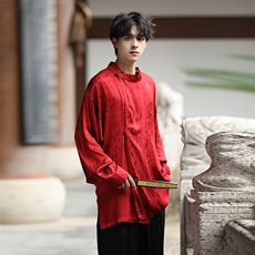秋季新品（八旗都统）新中式潮丝绸圆领改良唐装盘扣外套30513，男装民族服装，星座305A（原312A-1）