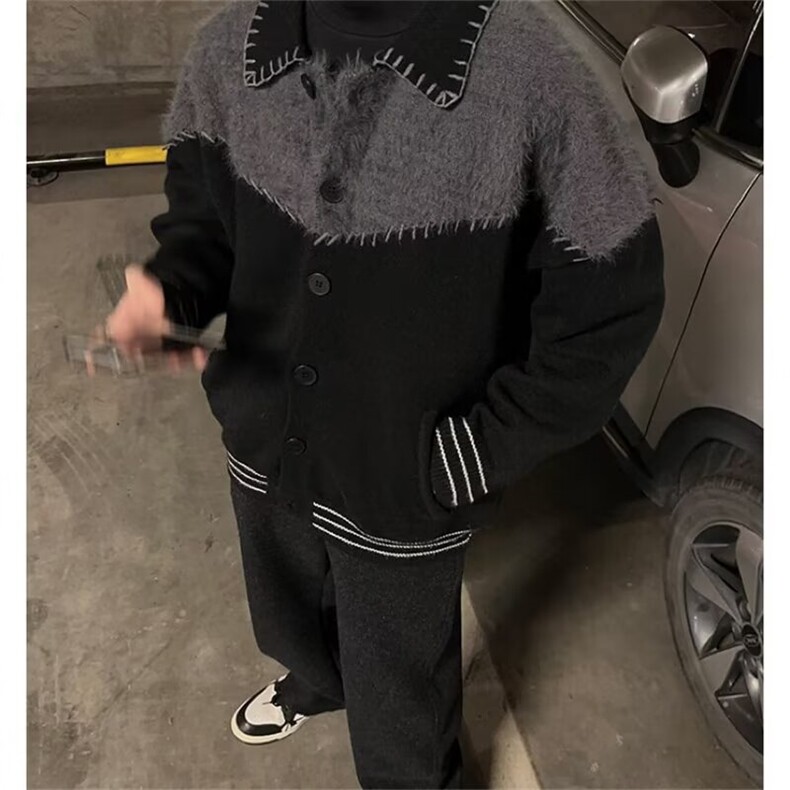 网图美式复古撞色拼接针织外套男款cleanfit开衫毛衣MY041-特P65,男装针织衫/毛衣,星座1007（原301D）