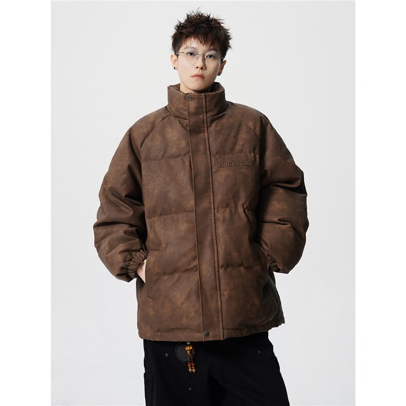 PU皮复古做旧钢印大码M-5XL棉衣男MY77096P130控198抖控228,男装棉衣,星座227-7