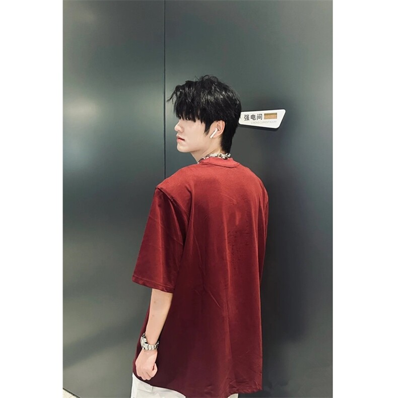 重磅短袖垫肩T恤软金属立体印花宽松设计感半袖1213-T2429-P35,男装T恤,星座1213