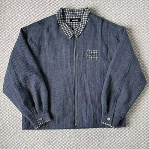 美式复古千鸟拼接两件工装外套秋季设计拉链宽松高级夹克JKB756图片