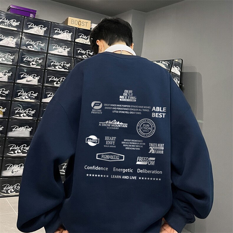 ！圆领卫衣男装港风长袖T恤男外套男WY175-P28,男装卫衣,电商B367