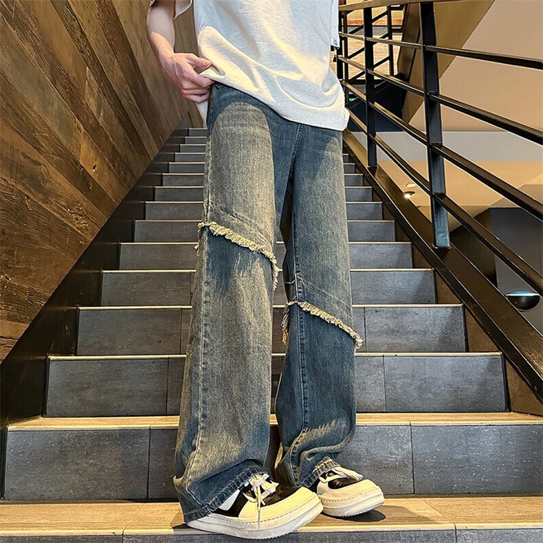 2025春季新款外景大码美式拼接牛仔裤M-5XGK24194-特P40,男装牛仔裤,电商A022