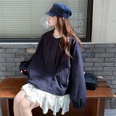 简约设计感外套女短款藏青色2025春季新款休闲百搭气质上衣，女装短外套，纯色衣恋