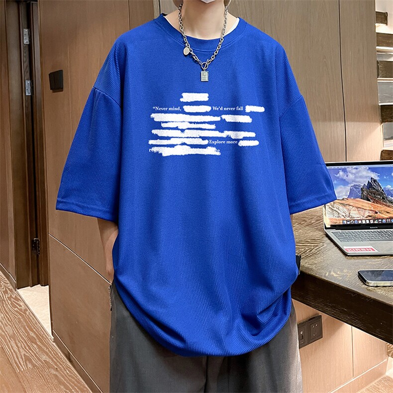 华夫格t恤男短袖男大码五分袖HT73445-P22,男装T恤,电商A040