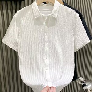 欧货轻奢潮牌夏季新款小众设计感短袖衬衫男高端青年痞帅半袖衬衣图片