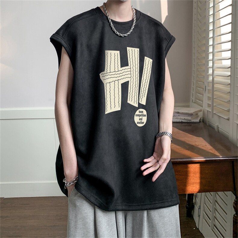 特P19控38麂皮绒背心坎肩男T恤美式港风潮JB3143,男装T恤,电商B370